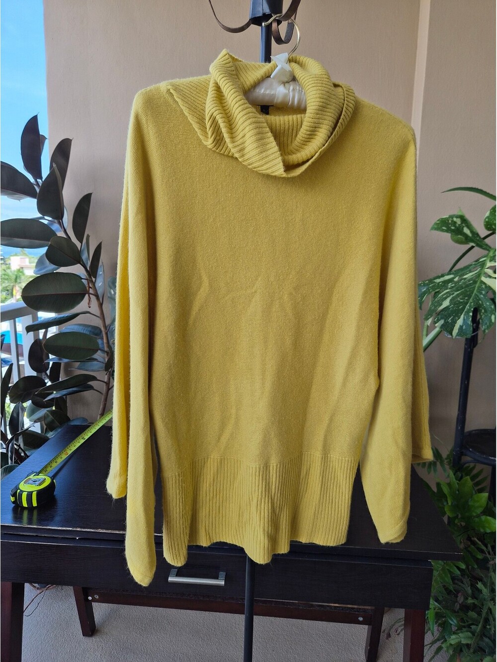 BCBGMAXAZRIA Mustard Yellow Oversized Poncho Sweater Size L